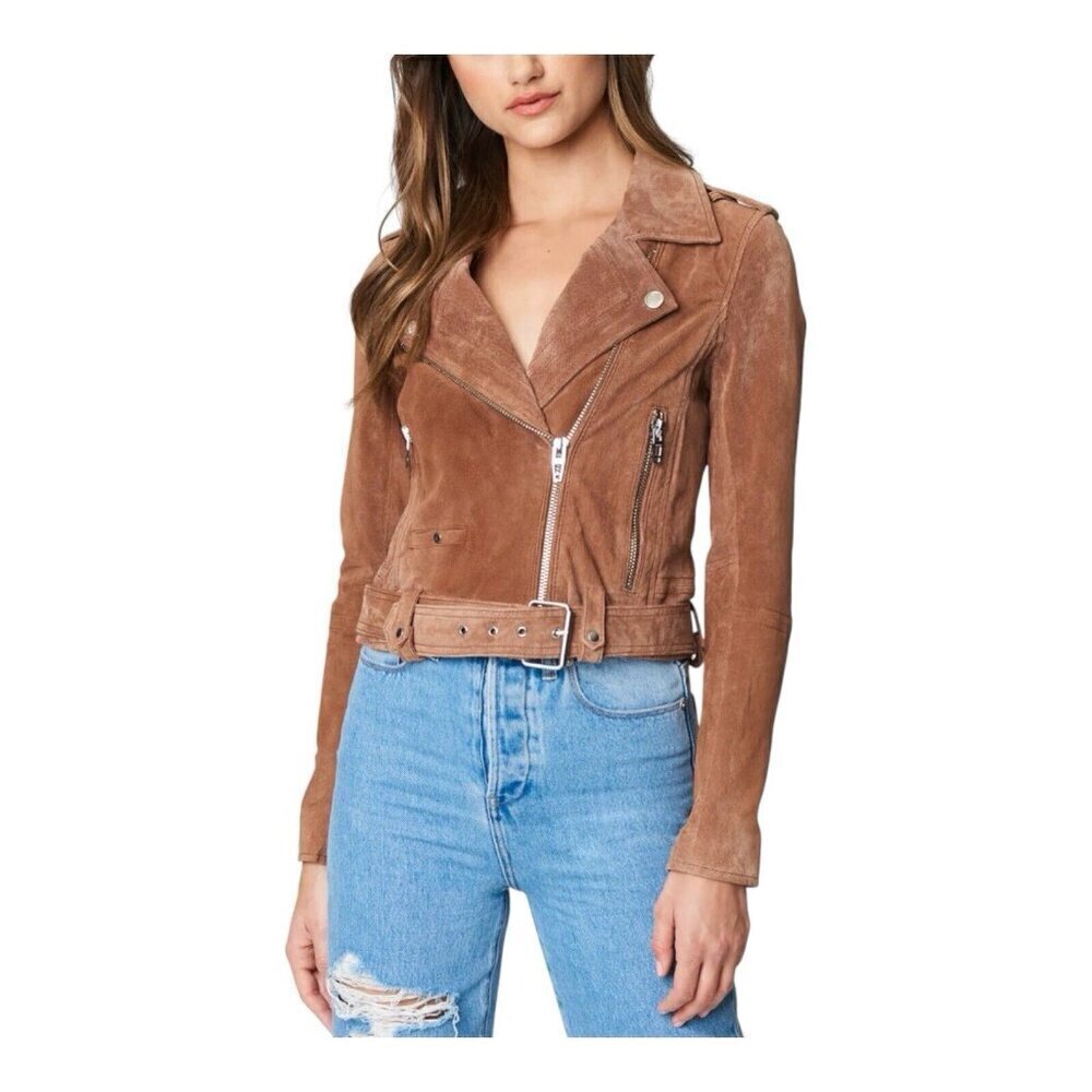 BLANK NYC Moto Jacket Suede Leather Light Brown Coffee Bean NEW W/ Tags Size S